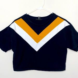 Forever 21 black, white and yellow crop top